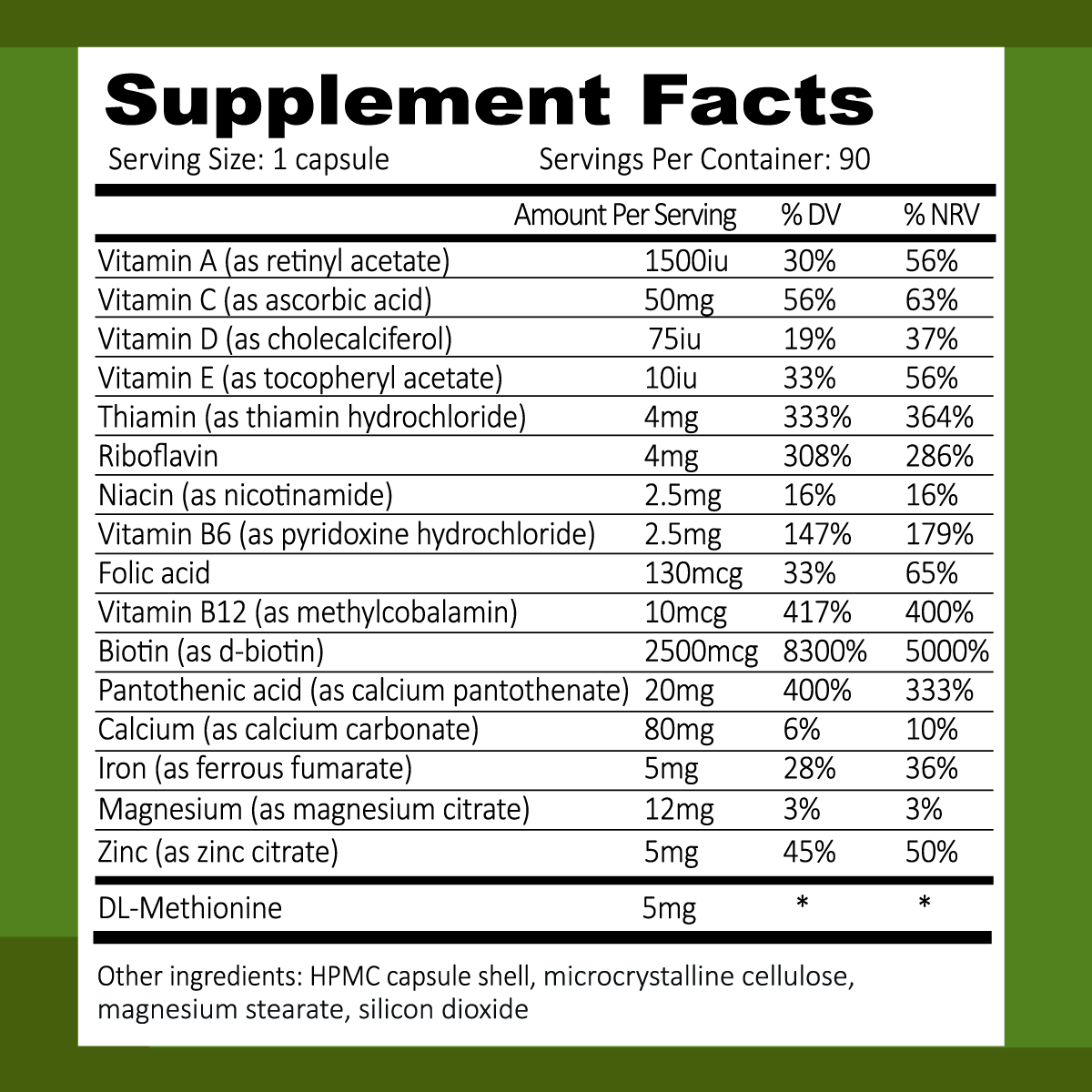 Hair Defence Ingredients